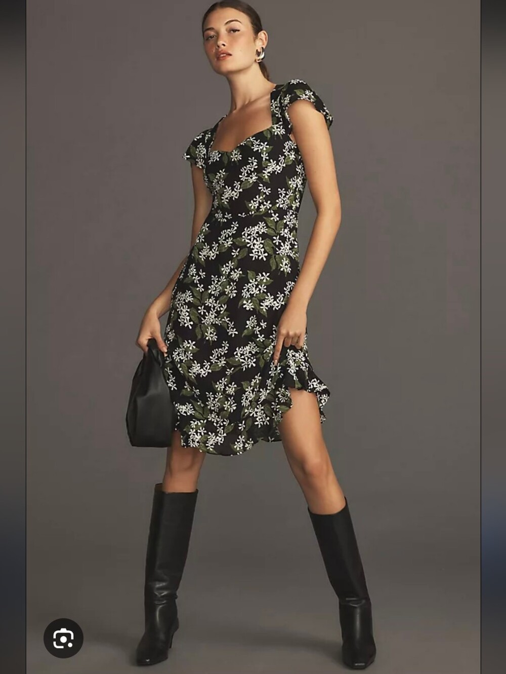 Reformation Rosi Black Floral Midi Dress Open Back